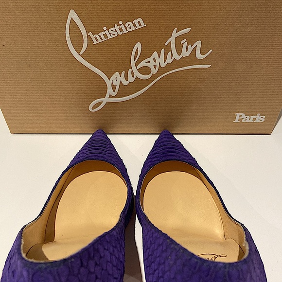 Christian Louboutin Décolleté 554 100 Watersnake Nabuck Purple Pop - Picture 7 of 11